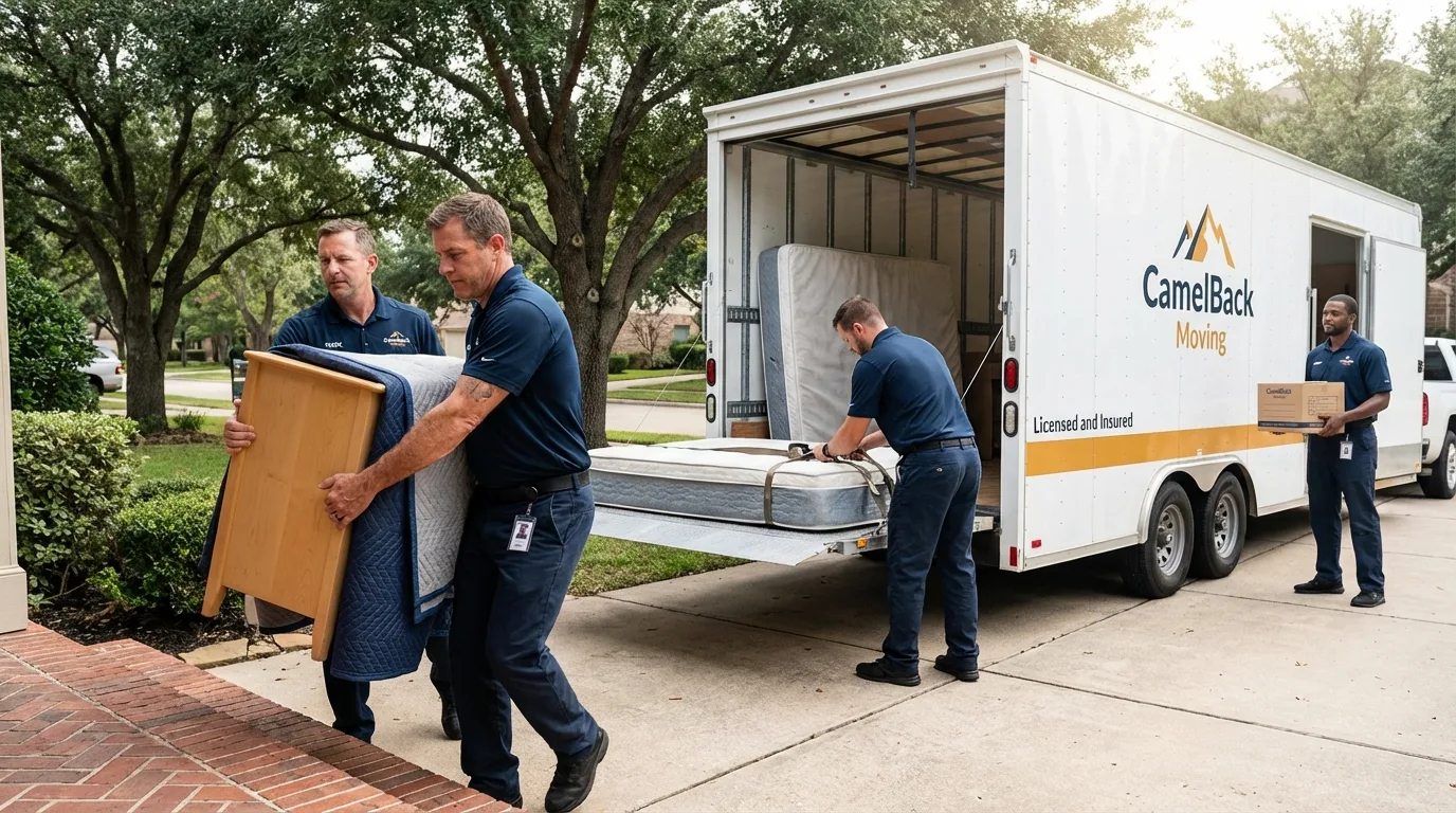 Crew loading residential truck for cross-state move from Tabor City, NC