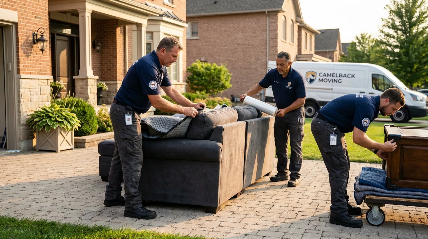 Large estate moving crew wrapping furniture in Tabor City, NC
